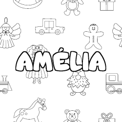 Coloración del nombre AMÉLIA - decorado juguetes