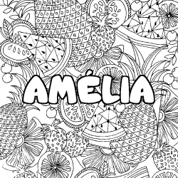 Coloración del nombre AMÉLIA - decorado mandala de frutas