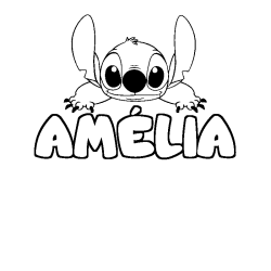 Coloración del nombre AMÉLIA - decorado Stitch