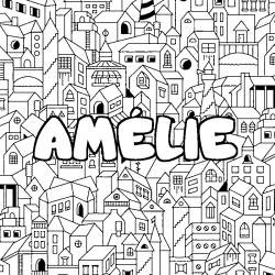 Coloración del nombre AMÉLIE - decorado ciudad