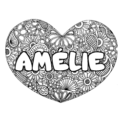 Coloración del nombre AMÉLIE - decorado mandala de corazón