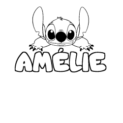 Coloración del nombre AMÉLIE - decorado Stitch