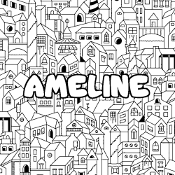 Coloración del nombre AMELINE - decorado ciudad