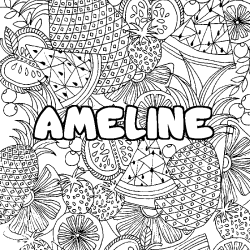 Coloración del nombre AMELINE - decorado mandala de frutas