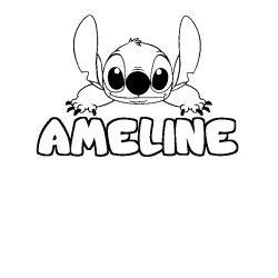 Coloración del nombre AMELINE - decorado Stitch