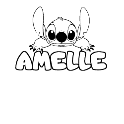 Coloración del nombre AMELLE - decorado Stitch