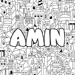 Coloración del nombre AMIN - decorado ciudad