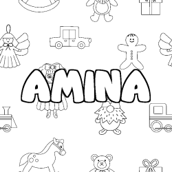 Dibujo para colorear AMINA - decorado juguetes