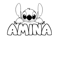 Coloración del nombre AMINA - decorado Stitch