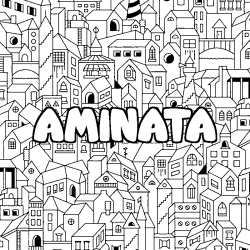 Dibujo para colorear AMINATA - decorado ciudad