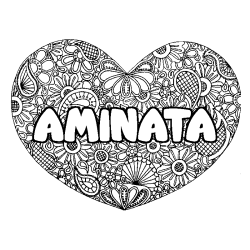 Coloración del nombre AMINATA - decorado mandala de corazón