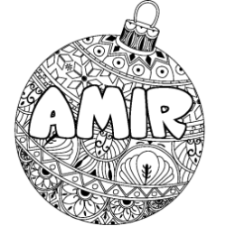 Coloración del nombre AMIR - decorado bola de Navidad