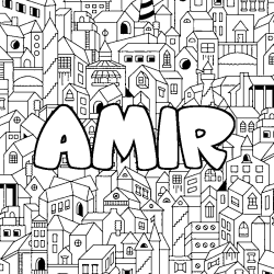 Coloración del nombre AMIR - decorado ciudad