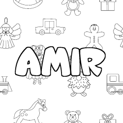 Coloración del nombre AMIR - decorado juguetes