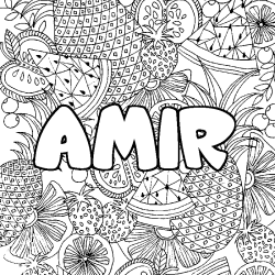 Coloración del nombre AMIR - decorado mandala de frutas