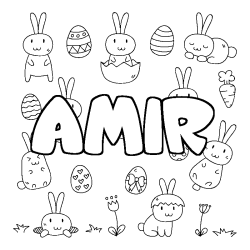 Coloración del nombre AMIR - decorado Pascua