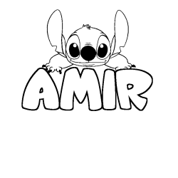 Coloración del nombre AMIR - decorado Stitch