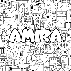 Dibujo para colorear AMIRA - decorado ciudad