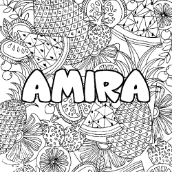 Coloración del nombre AMIRA - decorado mandala de frutas