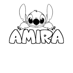 Coloración del nombre AMIRA - decorado Stitch