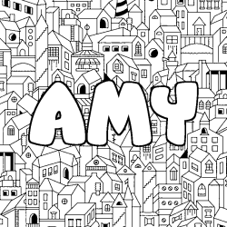 Coloración del nombre AMY - decorado ciudad