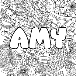 Dibujo para colorear AMY - decorado mandala de frutas