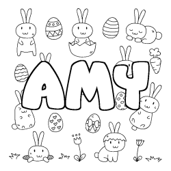 Coloración del nombre AMY - decorado Pascua