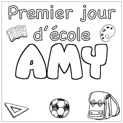 Dibujo para colorear AMY - decorado primer d&iacute;a de escuela