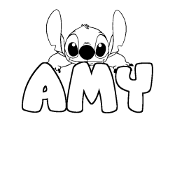 Coloración del nombre AMY - decorado Stitch