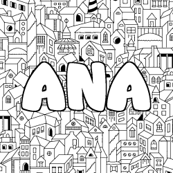 Dibujo para colorear ANA - decorado ciudad