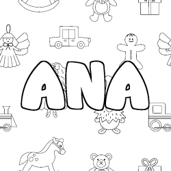 Coloración del nombre ANA - decorado juguetes