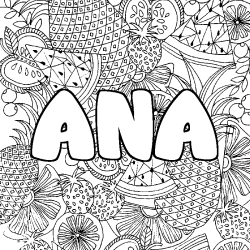 Dibujo para colorear ANA - decorado mandala de frutas