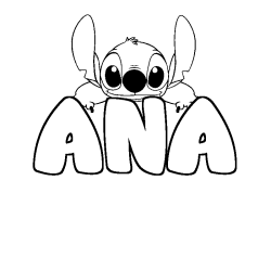 Coloración del nombre ANA - decorado Stitch
