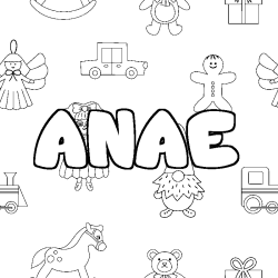 Coloración del nombre ANAE - decorado juguetes