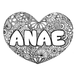 Coloración del nombre ANAE - decorado mandala de corazón