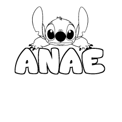 Coloración del nombre ANAE - decorado Stitch