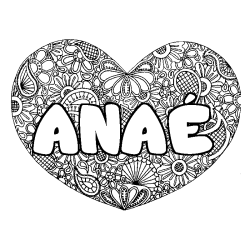 Coloración del nombre ANAÉ - decorado mandala de corazón