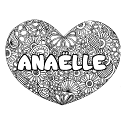 Coloración del nombre ANAËLLE - decorado mandala de corazón