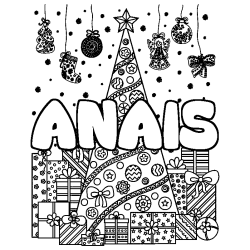 Dibujo para colorear ANAIS - decorado &aacute;rbol de Navidad y regalos