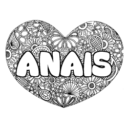 Coloración del nombre ANAIS - decorado mandala de corazón
