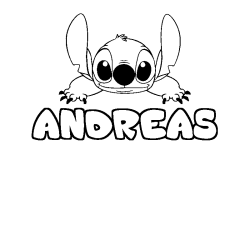 Coloración del nombre ANDREAS - decorado Stitch