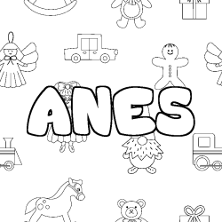 Coloración del nombre ANES - decorado juguetes