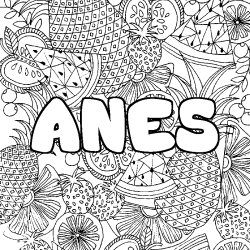 Coloración del nombre ANES - decorado mandala de frutas