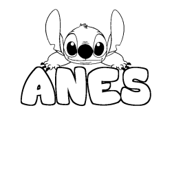 Coloración del nombre ANES - decorado Stitch