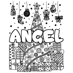 Coloración del nombre ANGEL - decorado árbol de Navidad y regalos