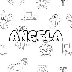 Dibujo para colorear ANGELA - decorado juguetes