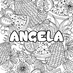Coloración del nombre ANGELA - decorado mandala de frutas