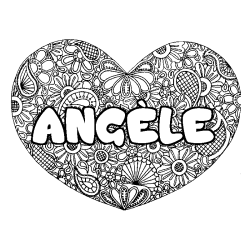 Coloración del nombre ANGÈLE - decorado mandala de corazón