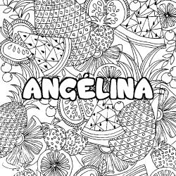 Coloración del nombre ANGÉLINA - decorado mandala de frutas