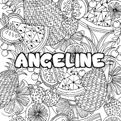Coloración del nombre ANGELINE - decorado mandala de frutas